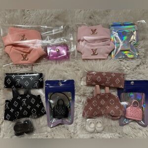 Labubu outfit set - 4pcs black or pink jumper with bag, headpiece and shoes.